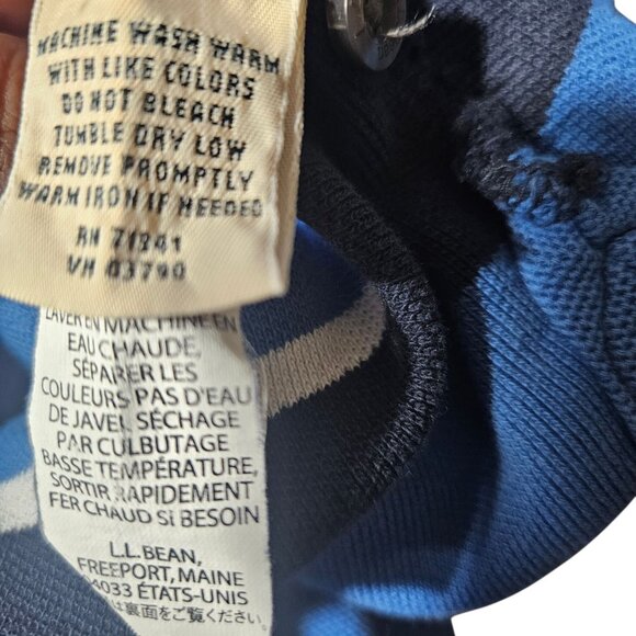 L.L. Bean Mens XL Blue Striped Short Sleeve Polo Shirt 100% Cotton Casual Wear - Picture 4 of 5